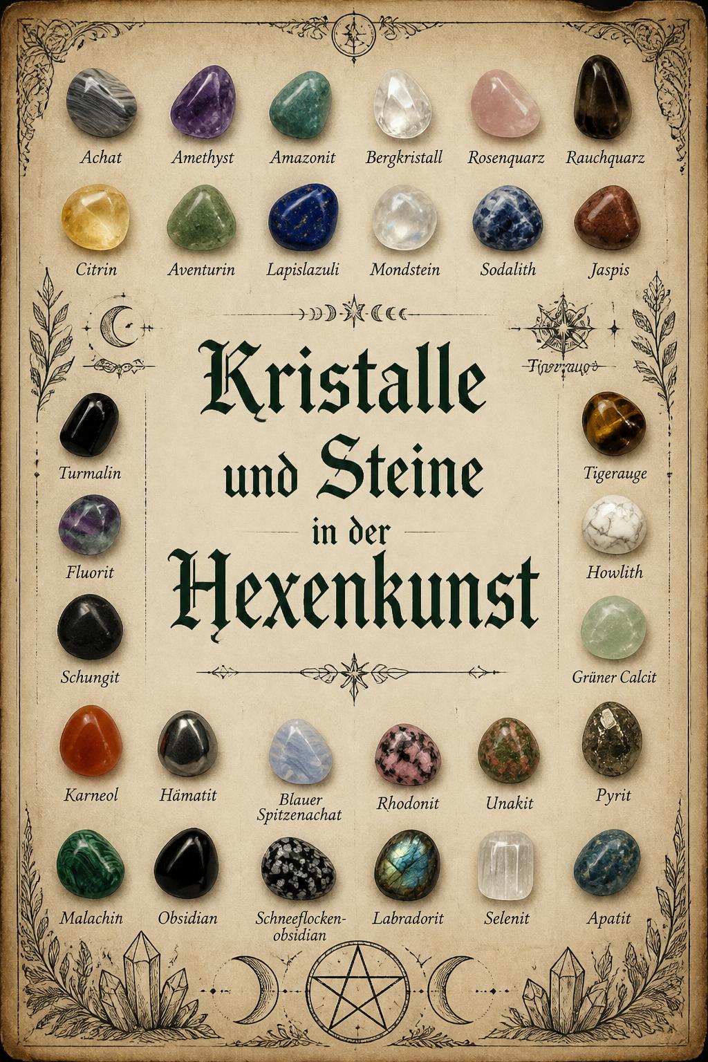Kristalle und Steine in der Hexenkunst