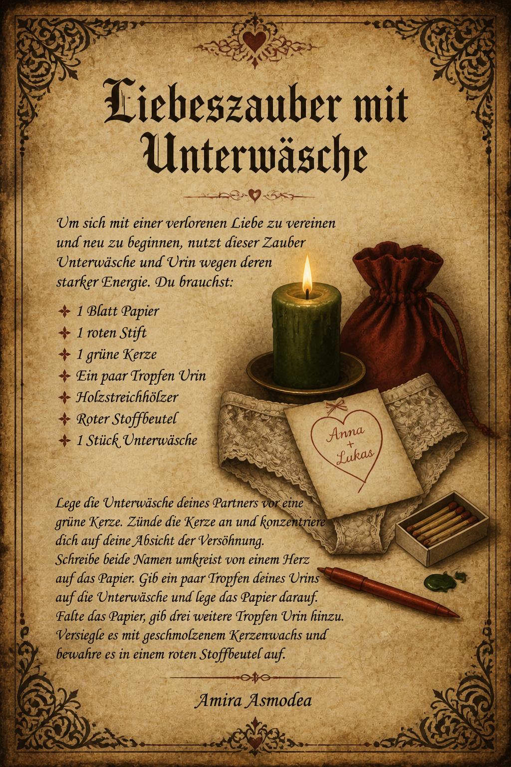 Liebeszauber mit Unterwäsche