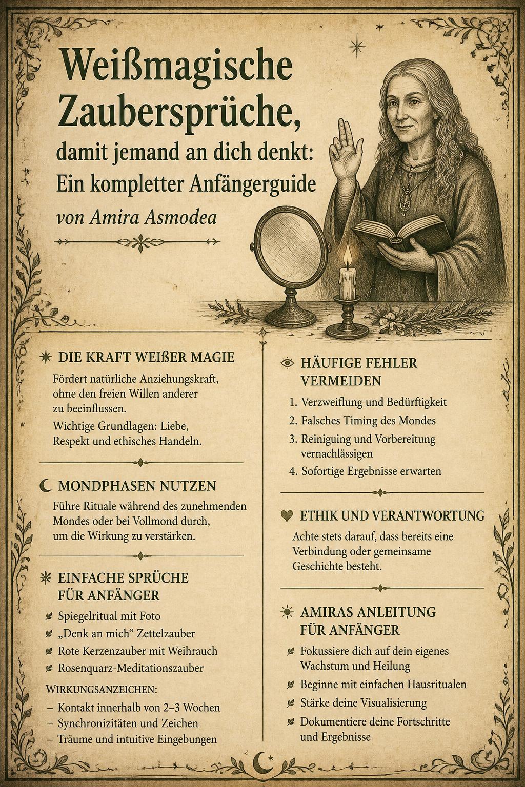 Weißmagische Zaubersprüche, damit jemand an dich denkt: Ein kompletter Anfängerguide von Amira Asmodea