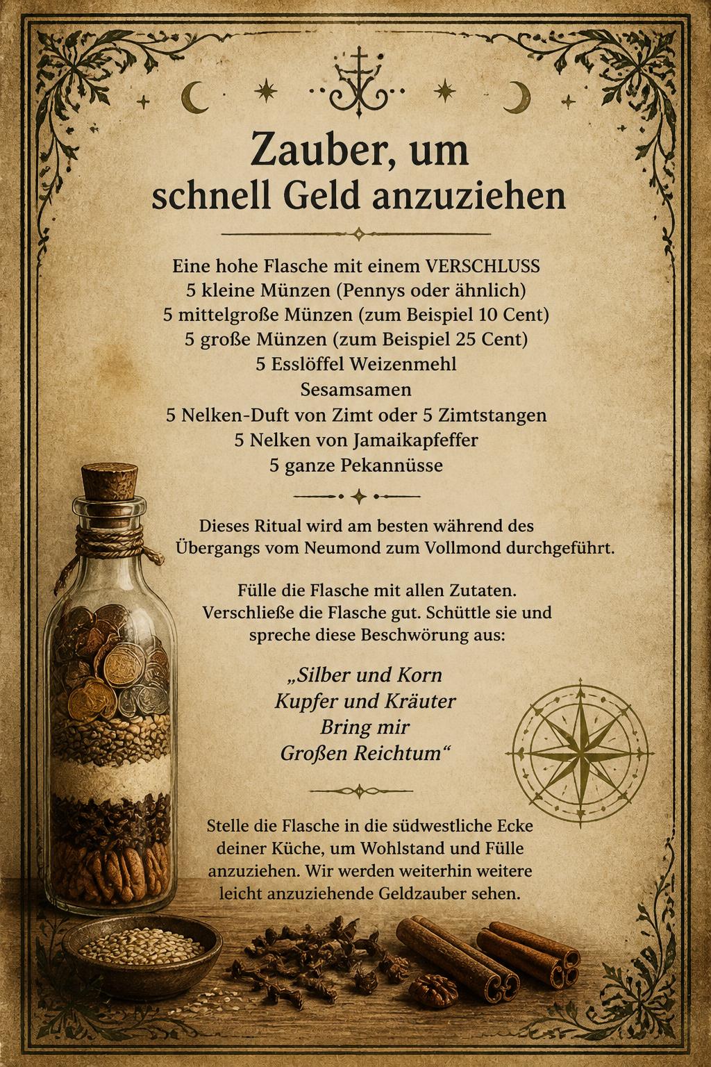 Zauber, um schnell Geld anzuziehen