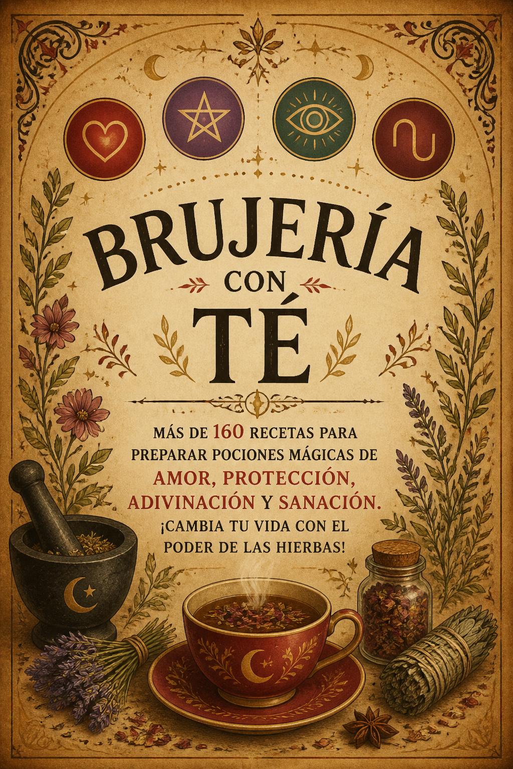 Brujería con Té: Más de 160 Recetas para Preparar Pociones Mágicas de Amor, Protección, Adivinación y Sanación. ¡Cambia tu Vida con el Poder de las Hierbas!