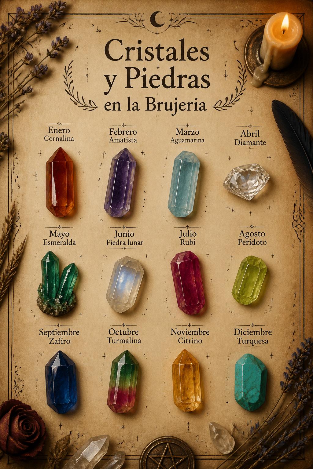 Cristales y Piedras en la Brujería