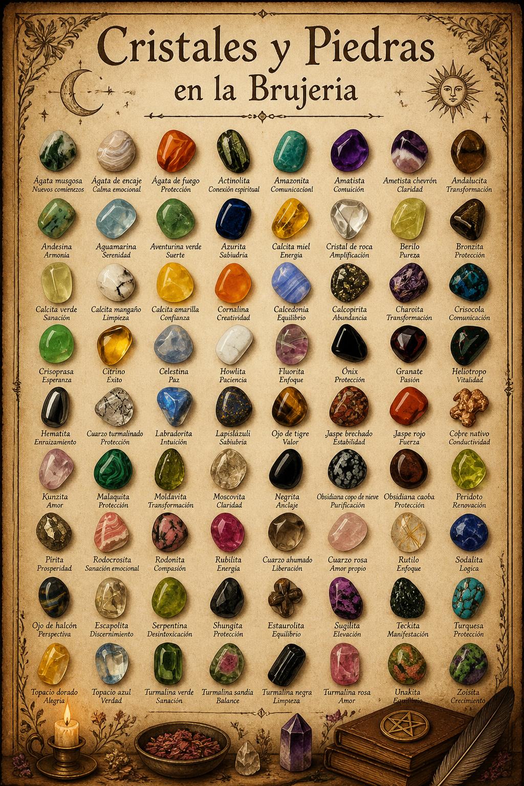 Cristales y Piedras en la Brujería