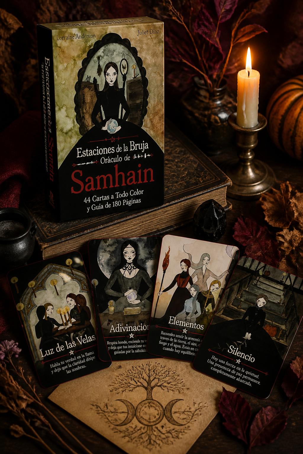 Estaciones de la Bruja: Oráculo de Samhain: Aprovecha el Poder Intuitivo de la Noche Más Mágica del Año (44 Cartas a Todo Color y Guía de 180 Páginas)