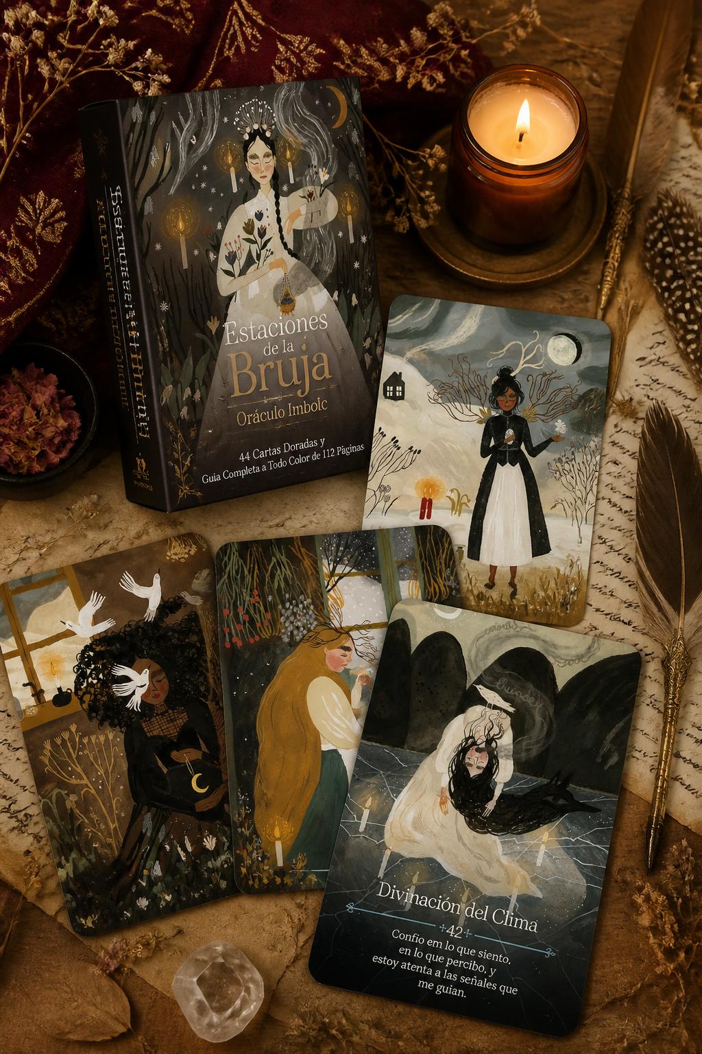 Estaciones de la Bruja – Oráculo Imbolc: (44 Cartas Doradas y Guía Completa a Todo Color de 112 Páginas)