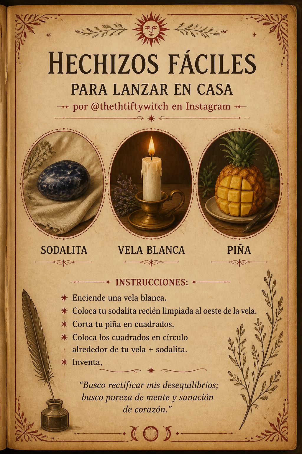 Hechizos Fáciles para Lanzar en Casa por @thethtiftywitch en Instagram