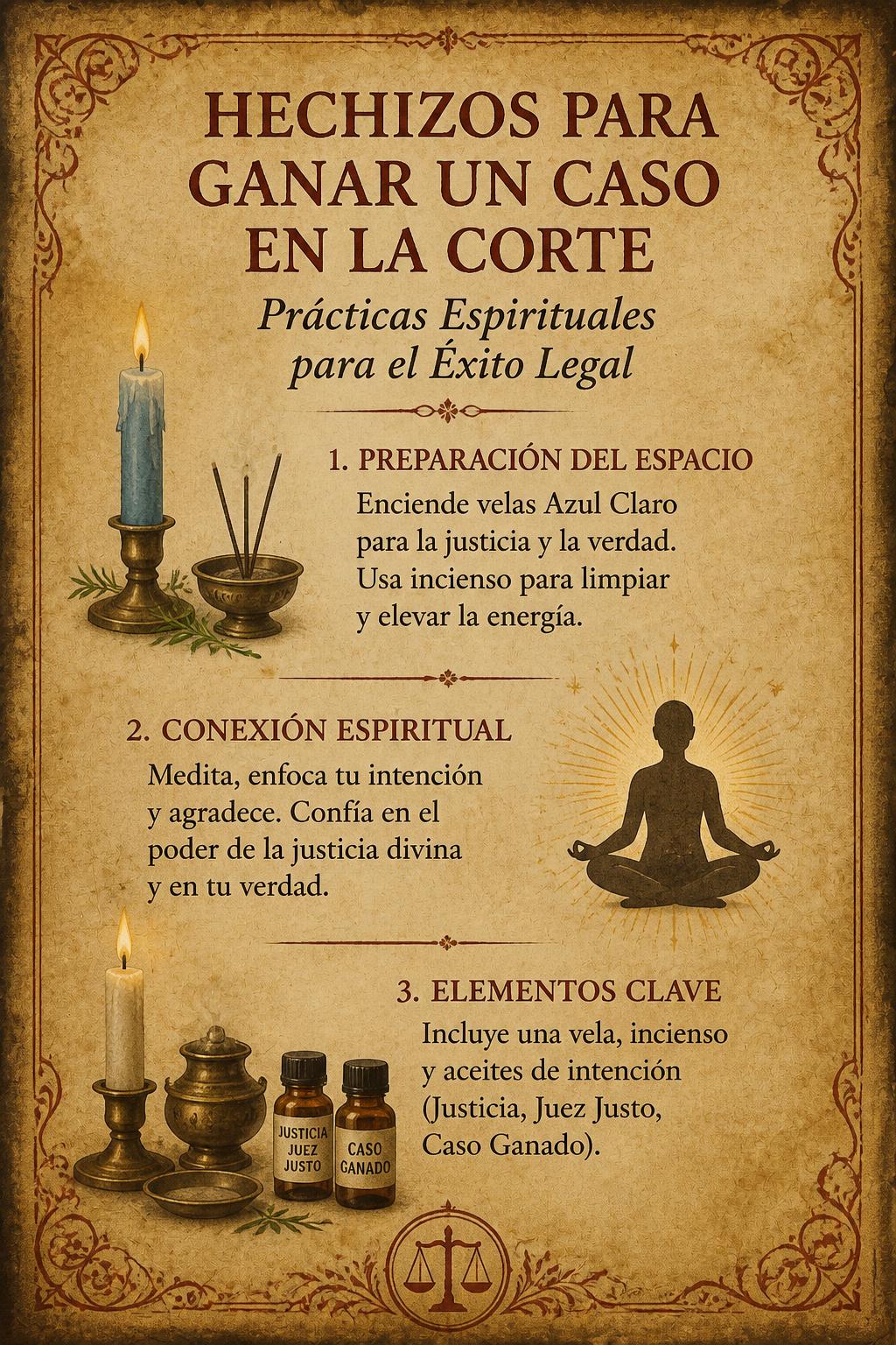 Hechizos para Ganar un Caso en la Corte. Prácticas Espirituales para el Éxito Legal