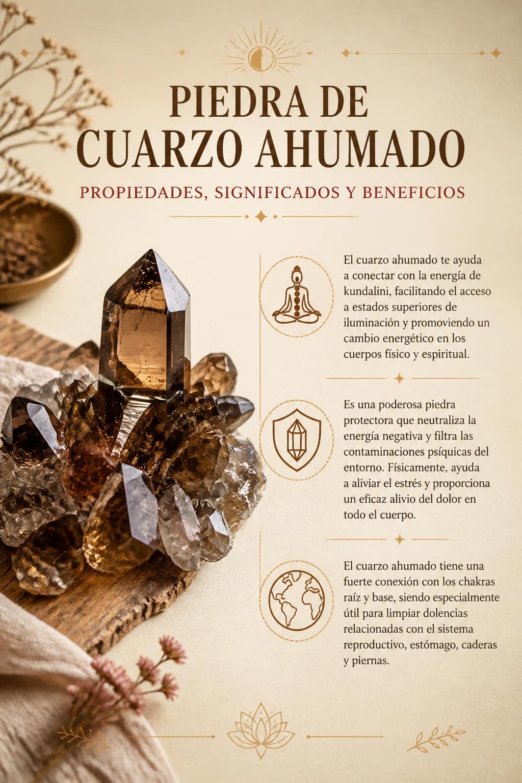 Piedra de Cuarzo Ahumado, Propiedades, Significados y Beneficios