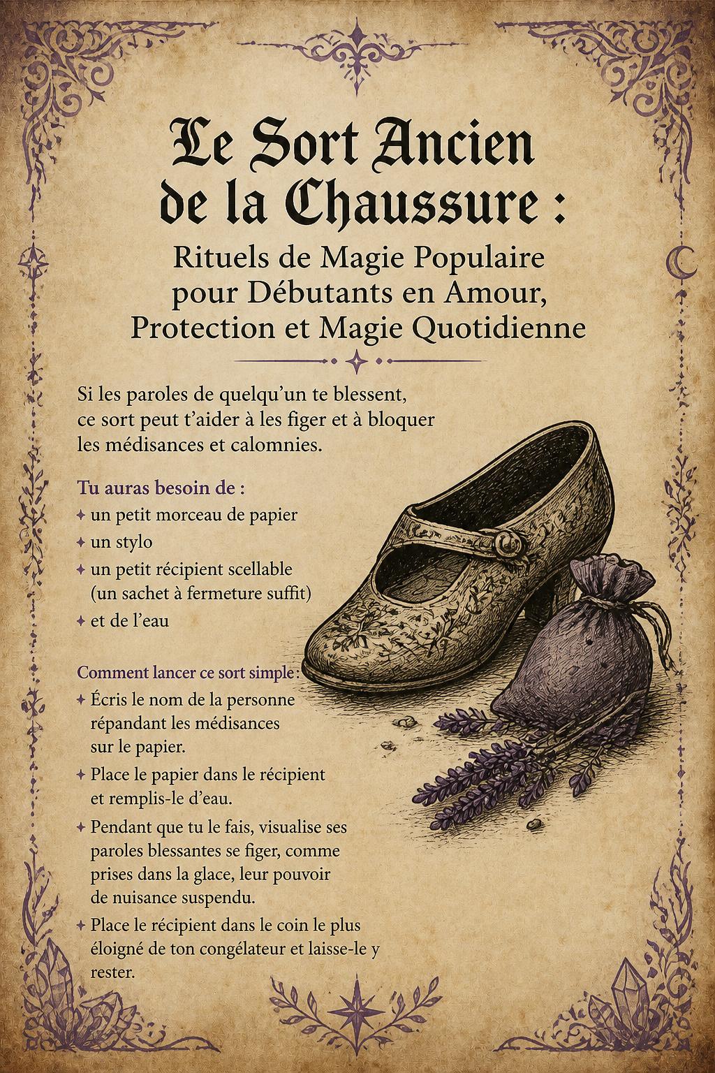 Le Sort Ancien de la Chaussure : Rituels de Magie Populaire pour Débutants en Amour, Protection et Magie Quotidienne
