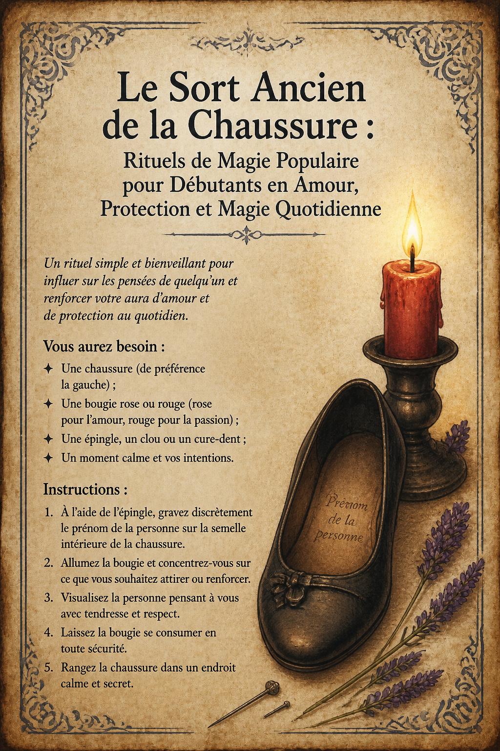 Le Sort Ancien de la Chaussure : Rituels de Magie Populaire pour Débutants en Amour, Protection et Magie Quotidienne