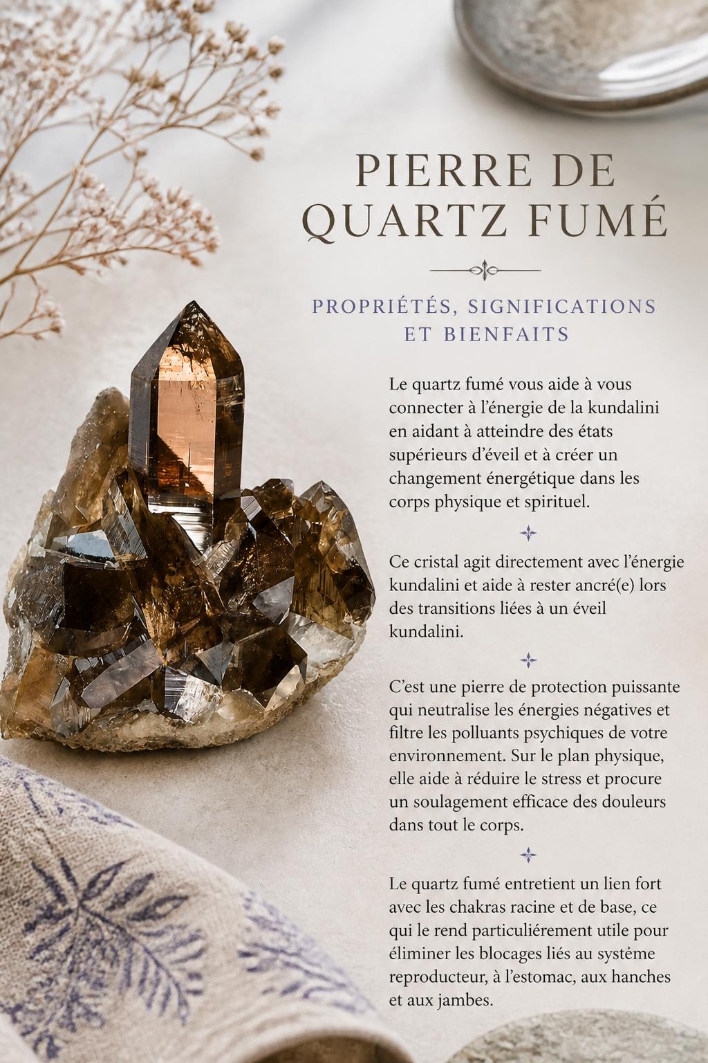 Pierre de Quartz Fumé, Propriétés, Significations et Bienfaits