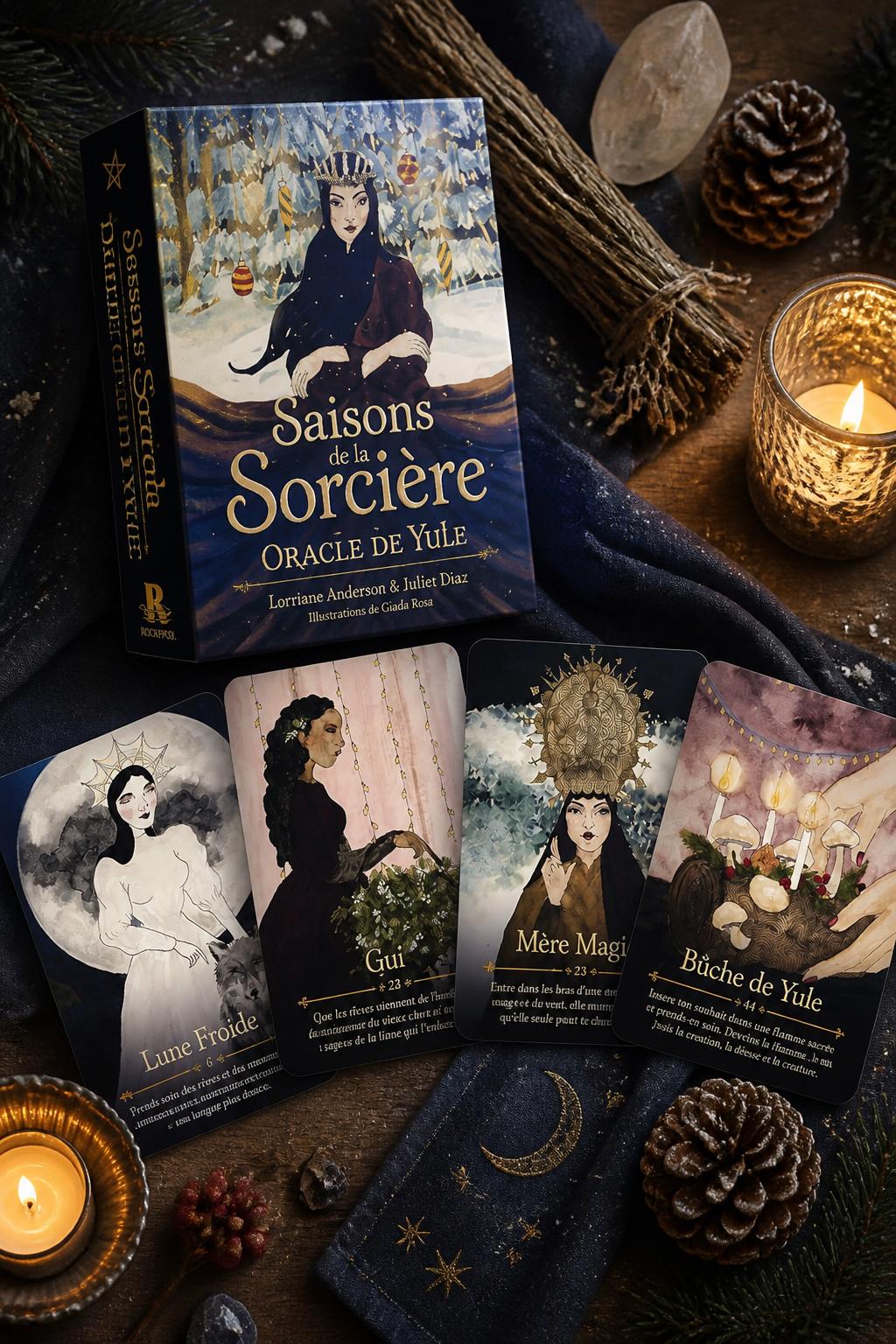 Saisons de la Sorcière : Oracle de Yule : 44 cartes dorées et livre de 144 pages