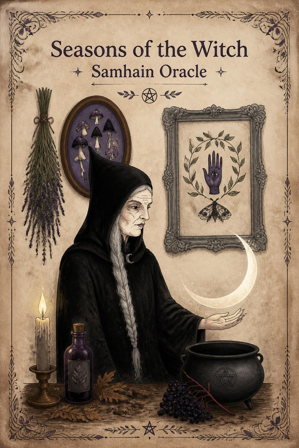 Seasons of the Witch : Samhain Oracle : Exploitez la Puissance Intuitive de la Nuit la Plus Magique de l’Année (44 Cartes en Couleur et Guide de 180 Pages)