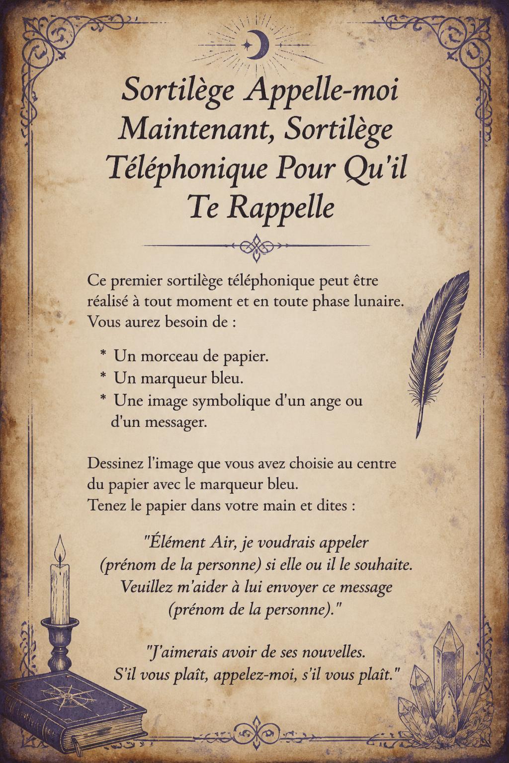Sortilège Appelle-moi Maintenant, Sortilège Téléphonique Pour Qu'il Te Rappelle