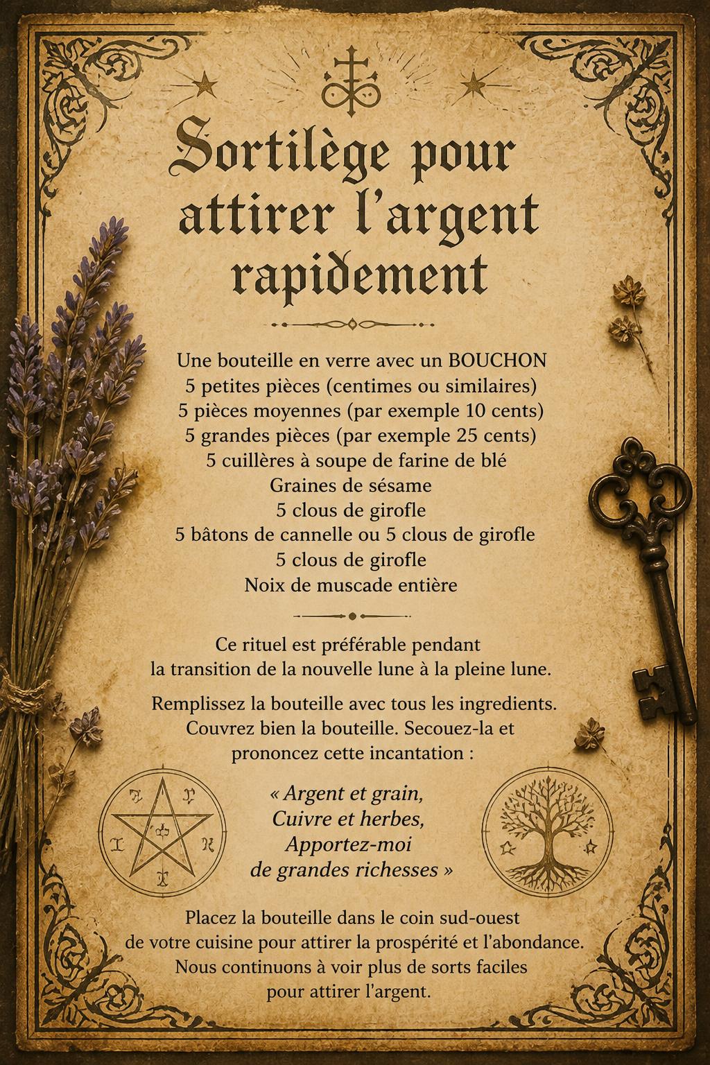 Sortilège pour attirer l'argent rapidement