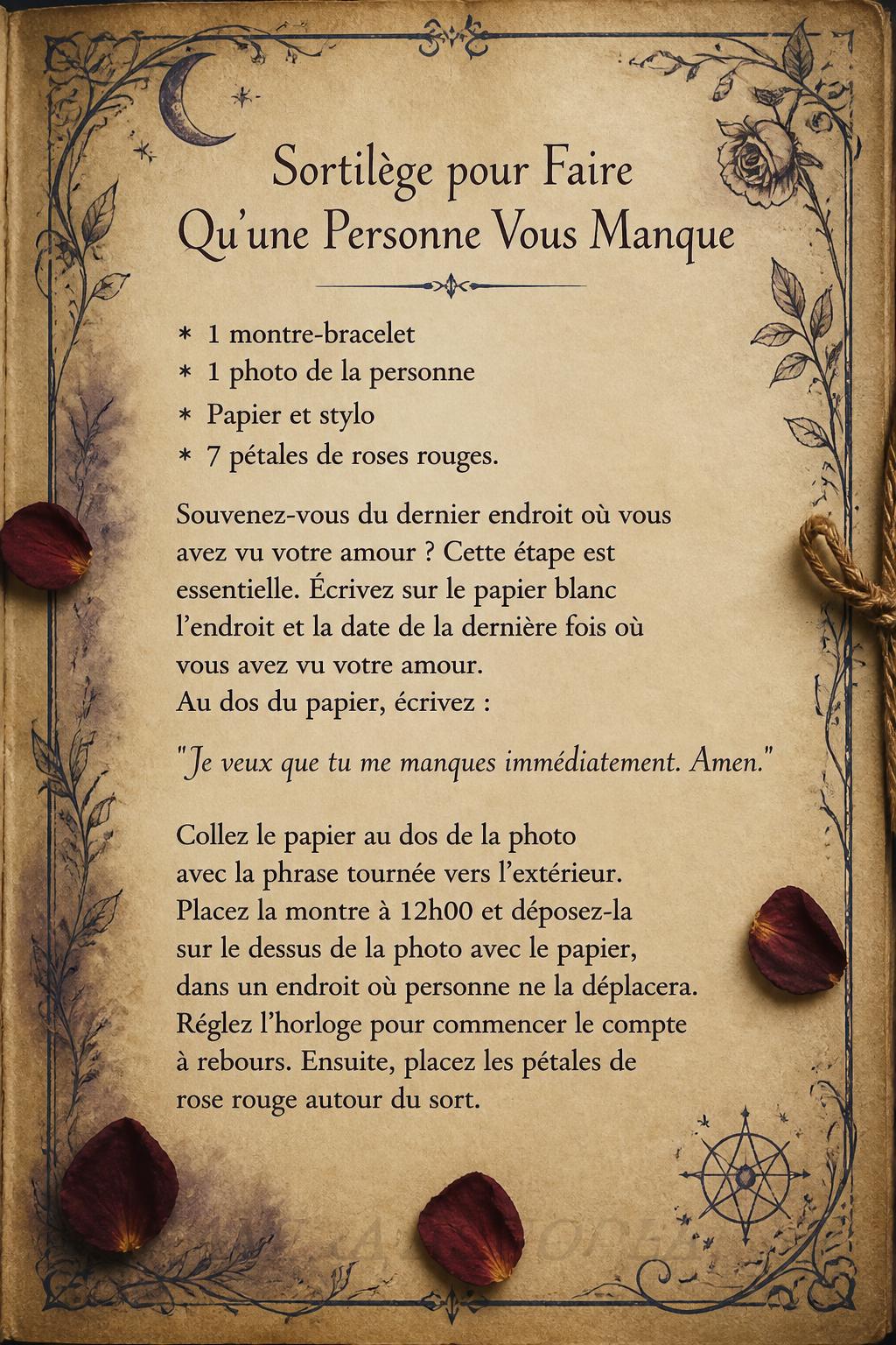 Sortilège pour Faire Qu'une Personne Vous Manque