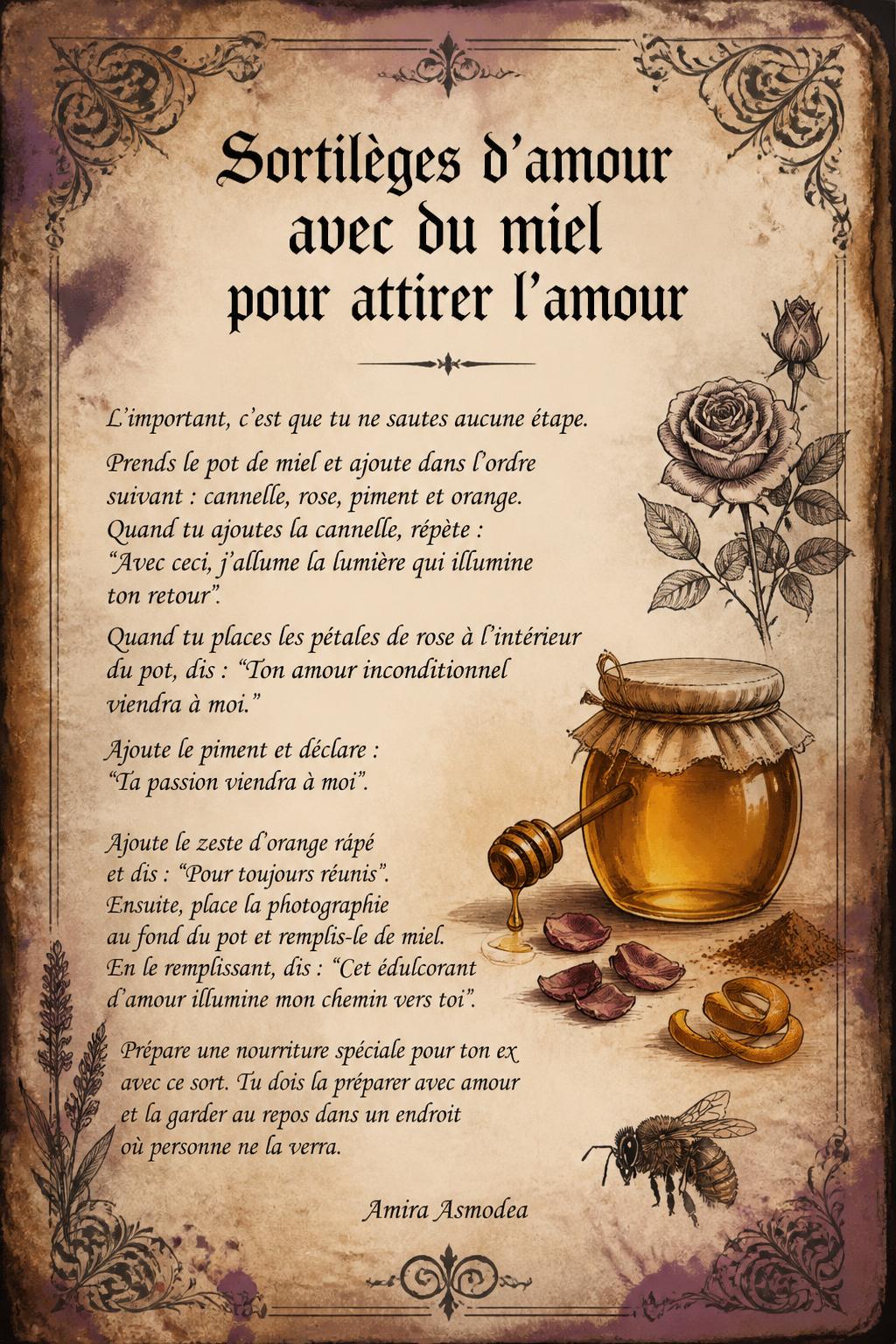 Sortilèges d'amour avec du miel pour attirer l'amour