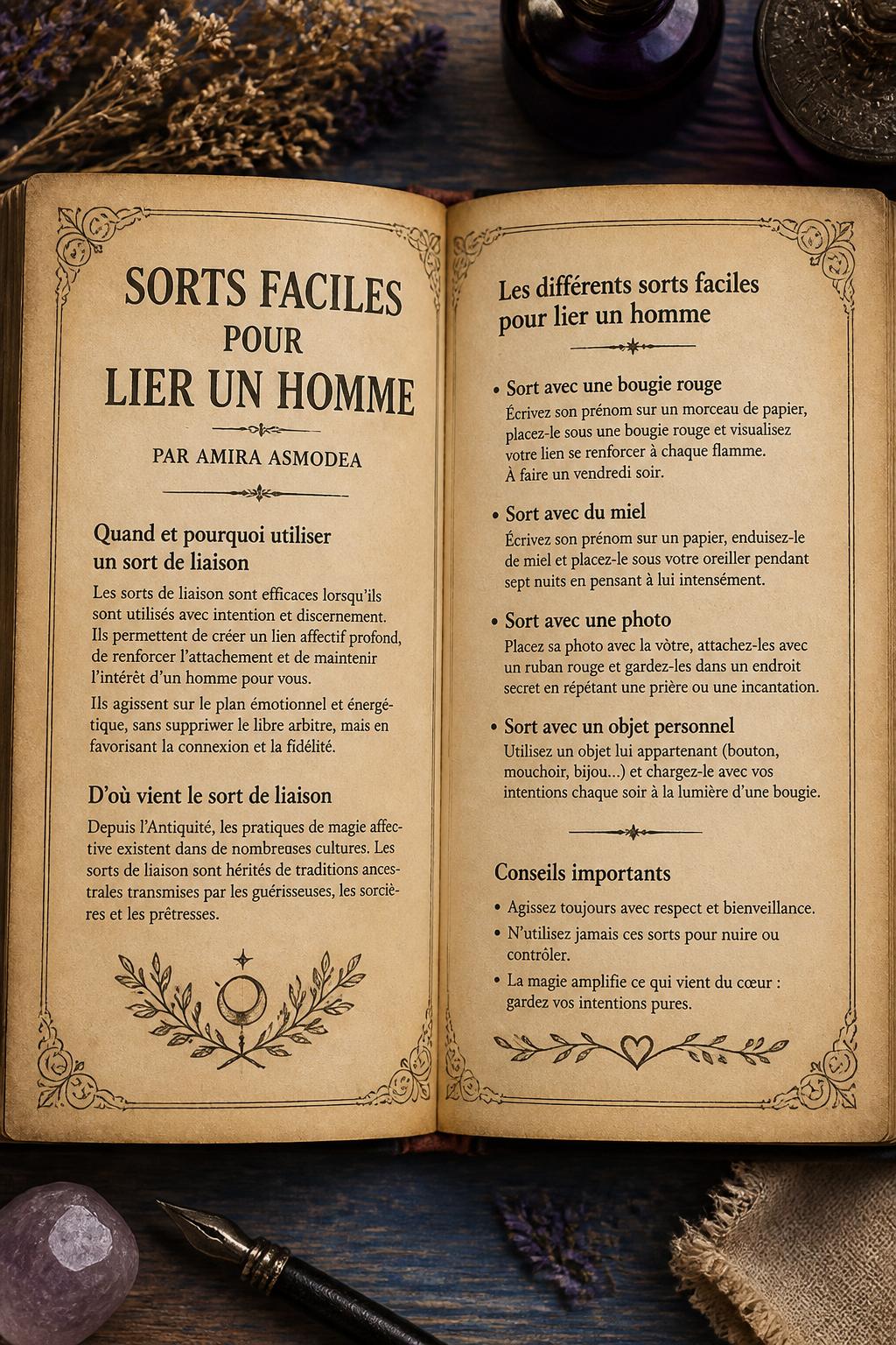 Sorts faciles pour lier un homme