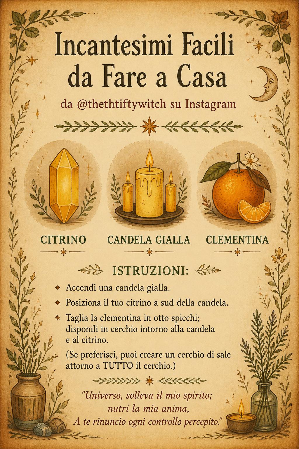Incantesimi Facili da Fare a Casa da @thethtiftywitch su Instagram