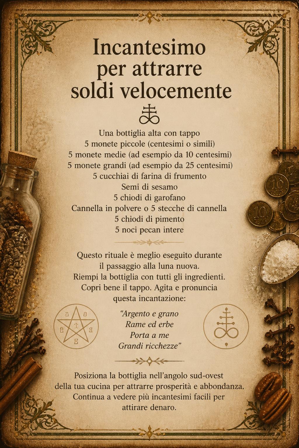 Incantesimo per attrarre soldi velocemente