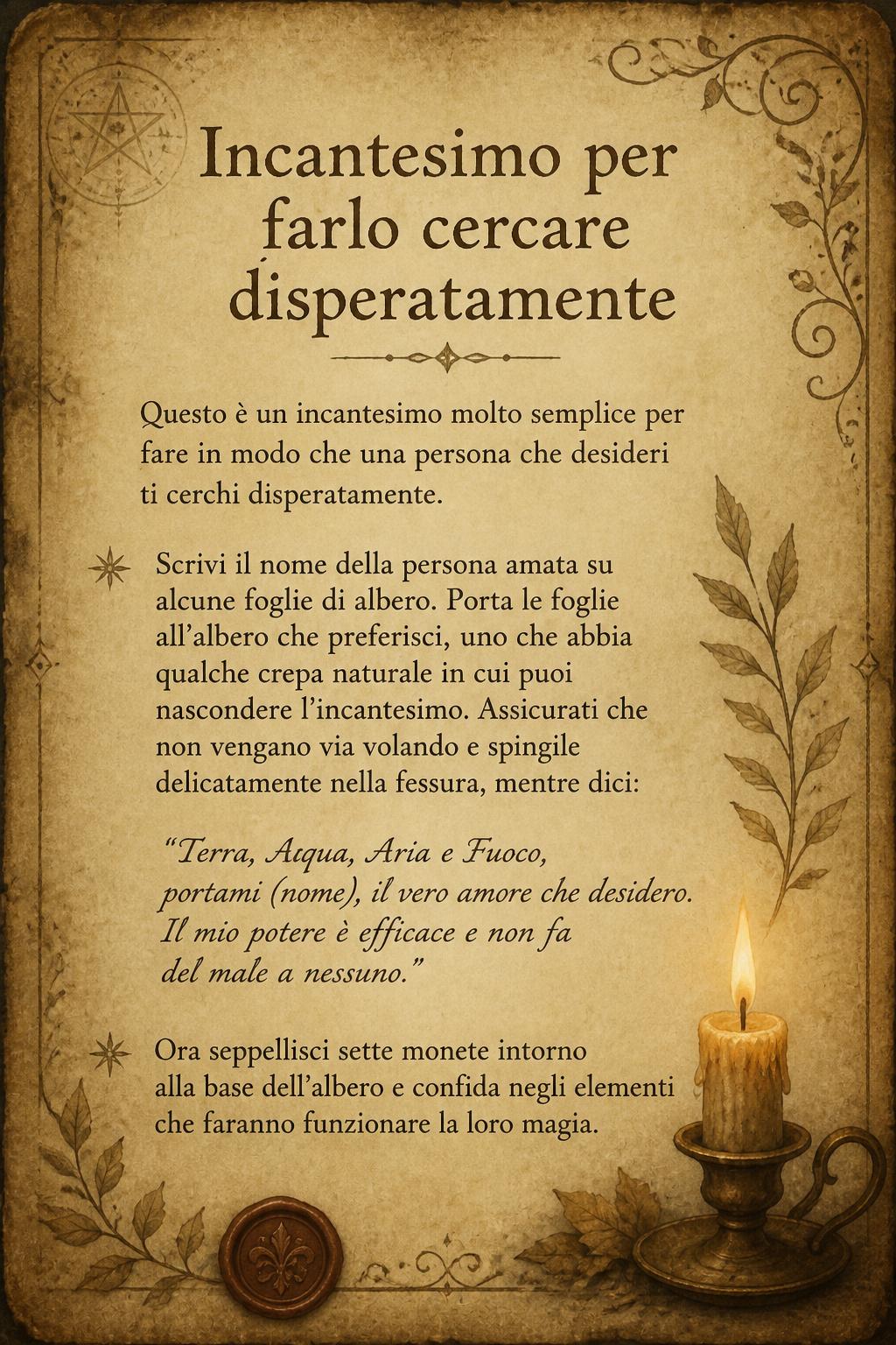 Incantesimo per farlo cercare disperatamente
