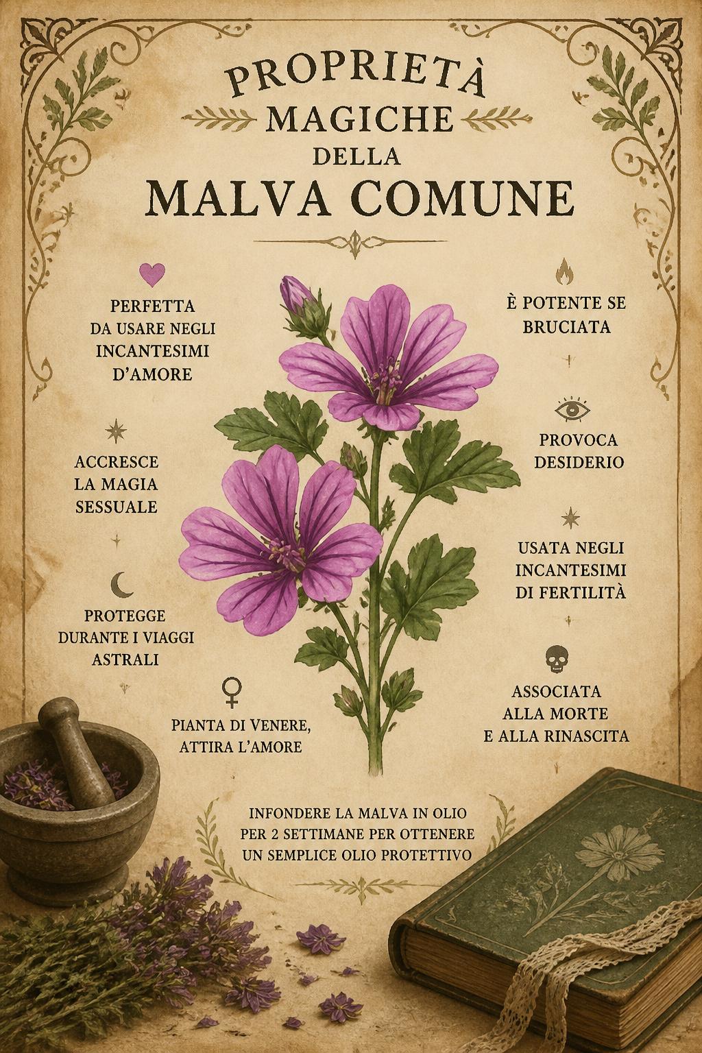Proprietà magiche della Malva comune