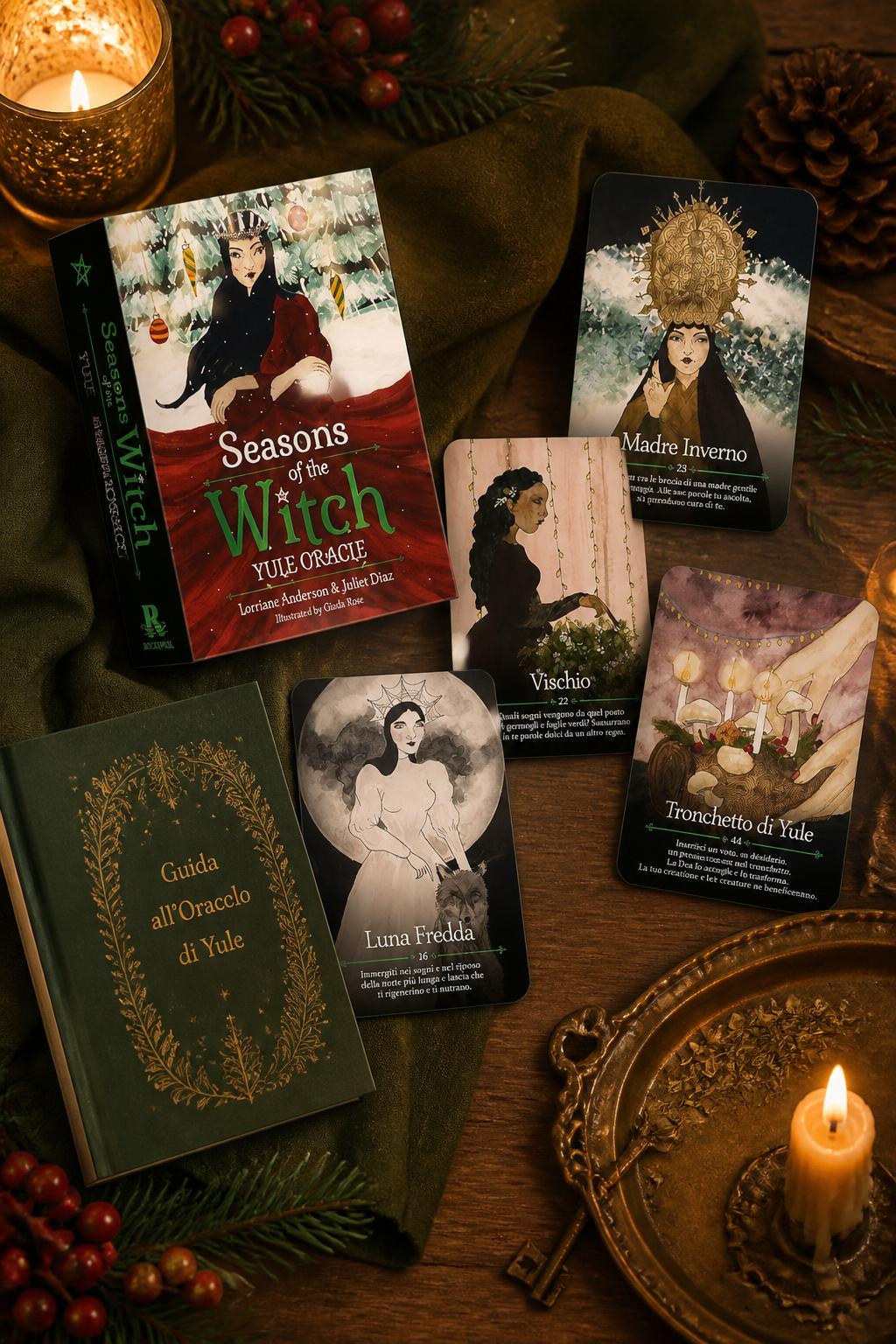 Stagioni della Strega: Oracolo di Yule: 44 carte dorate e libro di 144 pagine