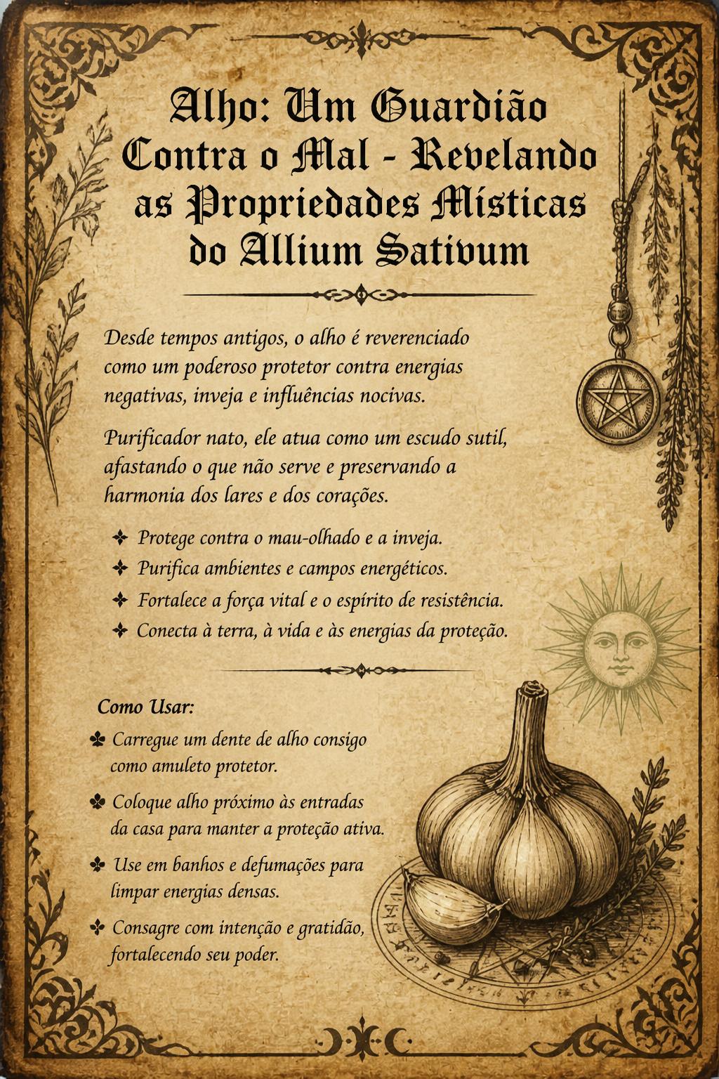 Alho: Um Guardião Contra o Mal - Revelando as Propriedades Místicas do Allium Sativum