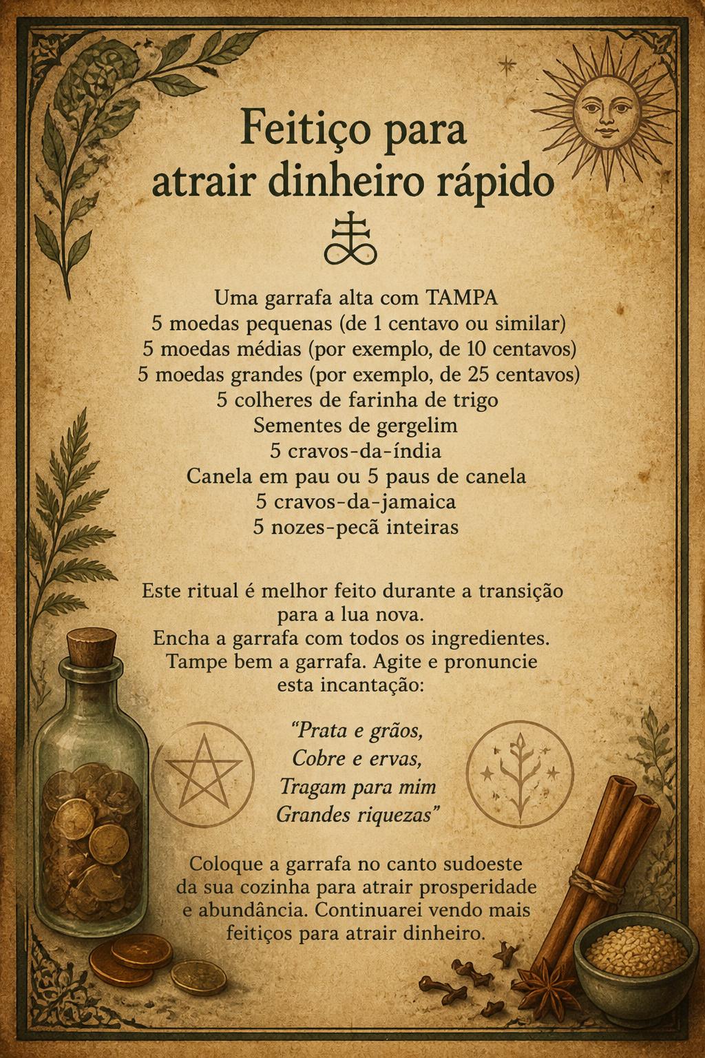 Feitiço para atrair dinheiro rápido