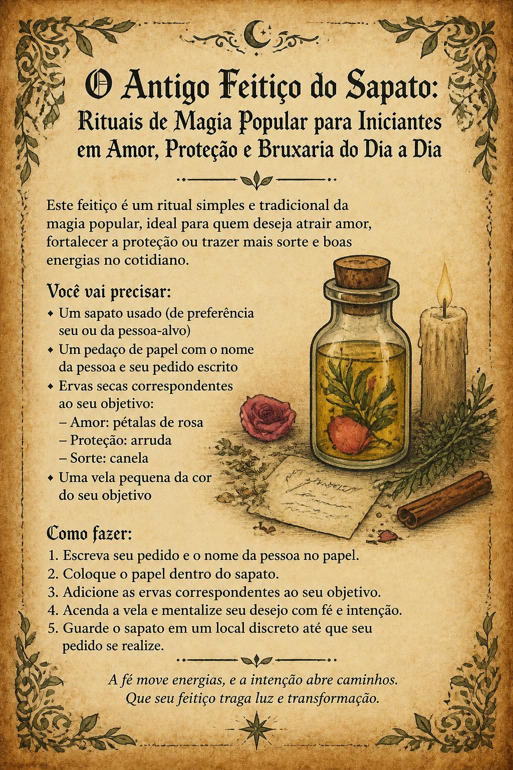 O Antigo Feitiço do Sapato: Rituais de Magia Popular para Iniciantes em Amor, Proteção e Bruxaria do Dia a Dia