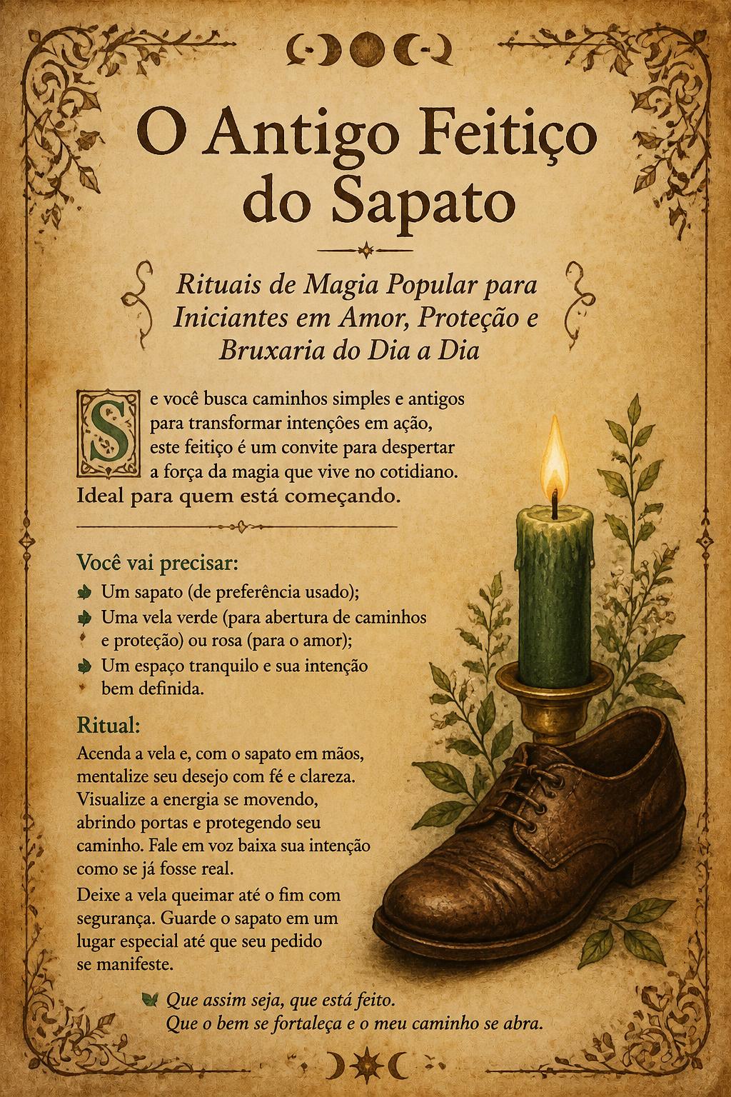 O Antigo Feitiço do Sapato: Rituais de Magia Popular para Iniciantes em Amor, Proteção e Bruxaria do Dia a Dia