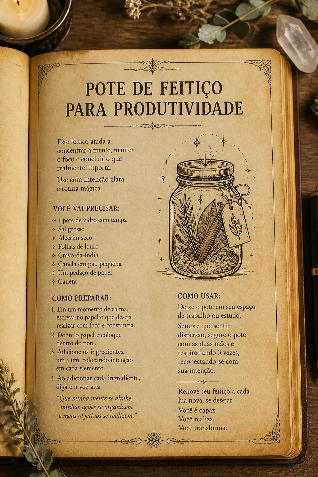 Pote de Feitiço para Produtividade
