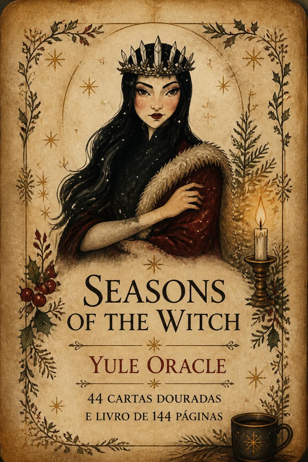 Seasons of the Witch: Yule Oracle: 44 cartas douradas e livro de 144 páginas