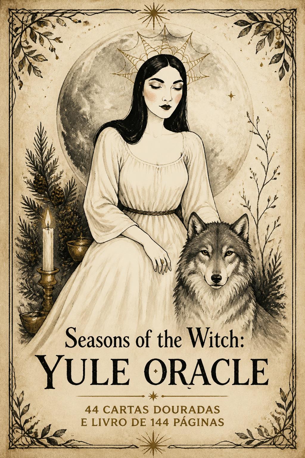 Seasons of the Witch: Yule Oracle: 44 cartas douradas e livro de 144 páginas