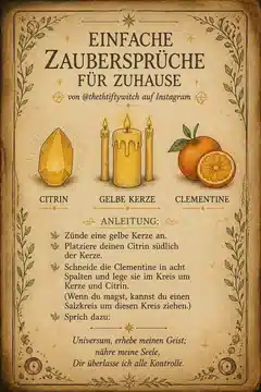 Einfache Zaubersprüche für zuhause von @thethtiftywitch auf Instagram