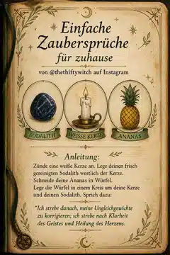 Einfache Zaubersprüche für zuhause von @thethtiftywitch auf Instagram