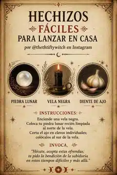 Hechizos Fáciles para Lanzar en Casa por @thethtiftywitch en Instagram