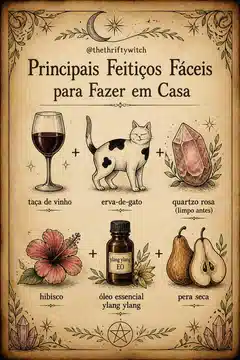 Principais Feitiços Fáceis para Fazer em Casa por @thethtiftywitch no Instagram